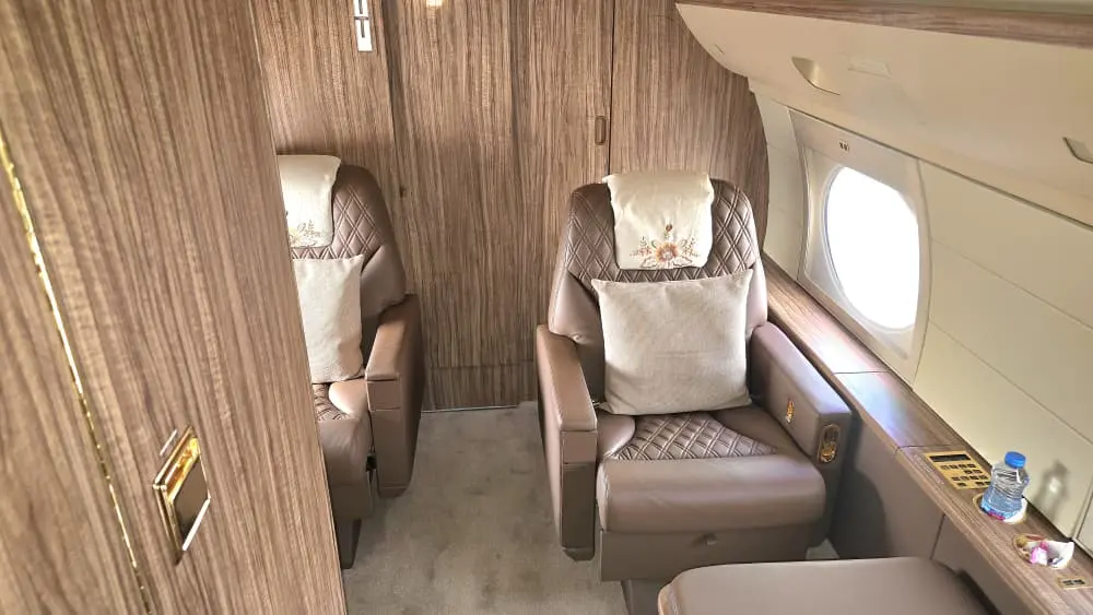 Private jet cabin seating detail