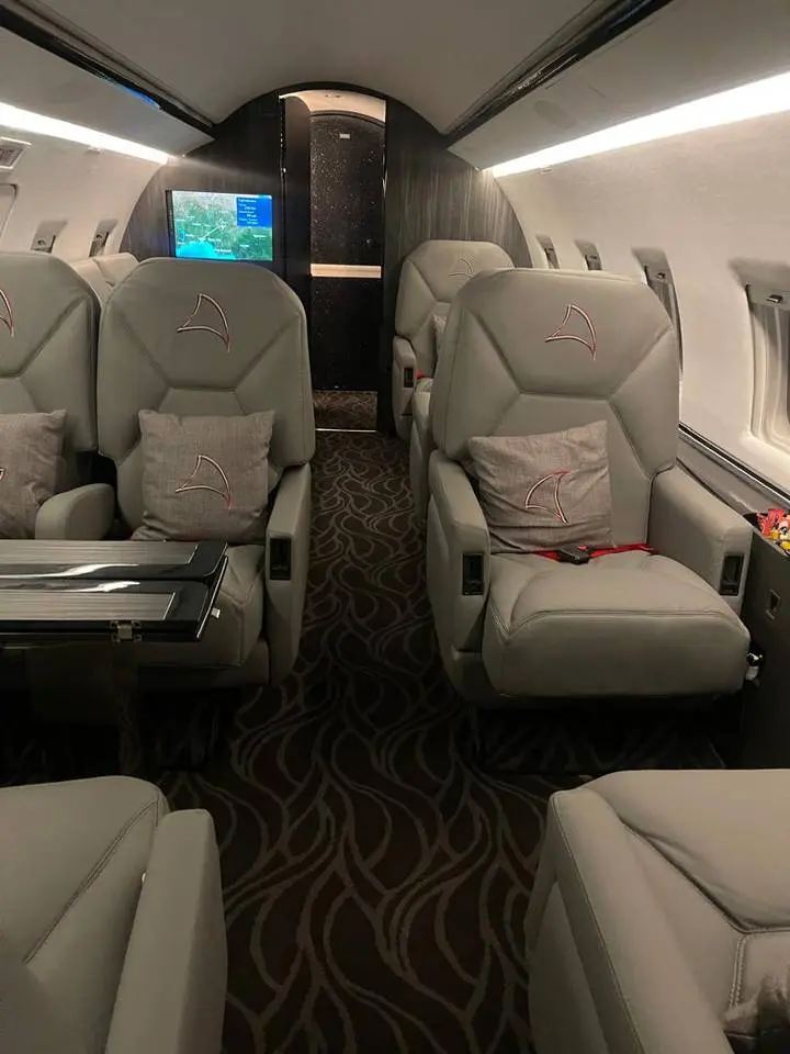 Luxury private jet cabin interior